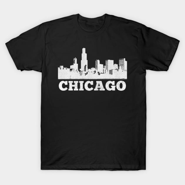 Chicago / Retro Style Faded Design T-Shirt by DankFutura